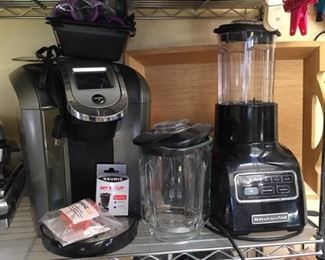 KitchenAid blender, Keurig coffee maker