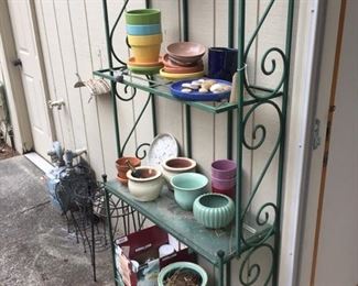baker's rack with pots