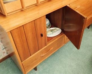 ACCENTS ON DOORS - GREAT DRAWER STORAGE - FANTASTIC PIECE OF MID-CENTURY MODERN - ALSO HAD MATCHING TABLE AND CHAIRS WITH CAPTION CHAIR