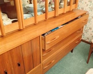 ACCENTS ON DOORS - GREAT DRAWER STORAGE - FANTASTIC PIECE OF MID-CENTURY MODERN - ALSO HAD MATCHING TABLE AND CHAIRS WITH CAPTION CHAIR