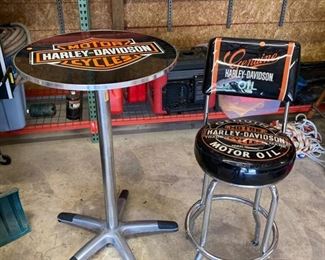 Harley Davidson Bar Table and bar stool 