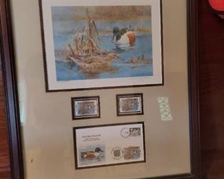 duck picture with Swedish stamps - Signed and Numbered