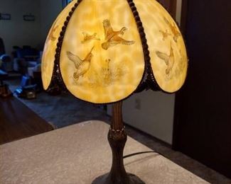 wildlife lamp with glass shade