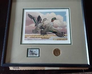1987 Waterfowl Habitat signed and numbered print with stamp and medallion