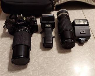 Canon A-1 camera and accessories