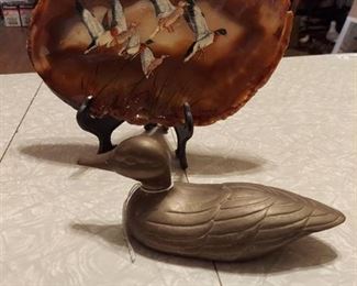 Duck Decor - Painting on Stone and Brass Duck