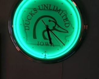 Ducks Unlimited Neon Clock