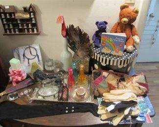 Vintage gloves, antique teddy bear, & more...