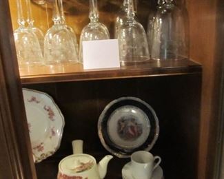 Lots of beautiful antique wine glasses & fine china