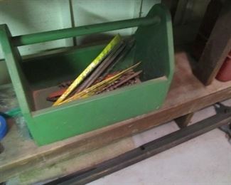 Antique tool shed - lots of antique & vintage tools.  lots of hammers, planes, chisels, files, saws, nails, screws, screwdrivers, pliers, bit sets, antique toolboxes, & more.