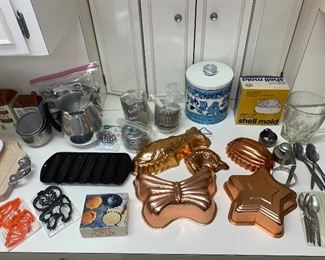 Vintage jello molds and cookie cutters 