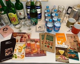Vintage Barware and cocktail recipe books