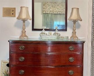 •SOLD•White Furniture Company 4 drawer bow front dresser 
Mahogany Mirror Federal style, White Furniture Comapny