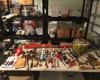 Garage tools, gadgets, supplies