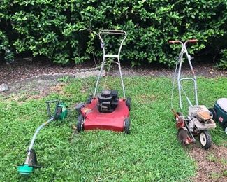 Lawn mower.  Weed whacked, edger.  As is.