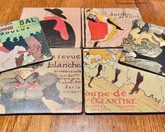 Vintage Henri de Toulouse Lautrec  Vinyl Coasters (6) 
