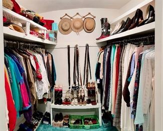 Master Bedroom: Vintage Ladies Clothing, Shoes, Belts; Vintage Ties; Vintage Shopping Bags & Gift Boxes

Clothing Range: Mostly Petite Sizes 6-12
Shoe Size Range: Mostly Narrow 6.5-7.5
