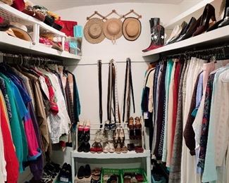 Master Bedroom: Vintage Ladies Clothing, Shoes, Belts; Vintage Ties; Vintage Shopping Bags & Gift Boxes

Clothing Range: Mostly Petite Sizes 6-12
Shoe Size Range: Mostly Narrow 6.5-7.5