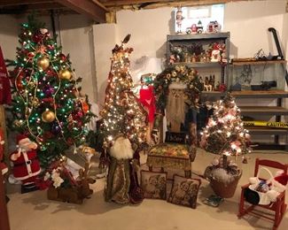 Large selection of Christmas including a large Santa chair purchased at Wind and Willow in Naples, Florida.