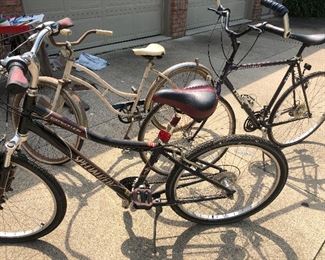 Trex bike, Shimano expedition bike, 1960 Huffy bike.