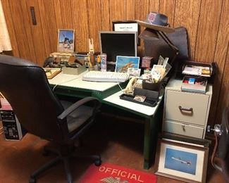 Vintage office items. (The large green desk has been purchased by the new homeowners) 