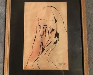 Signed Carl Pappe-Tasco 1961. Ink on paper. 
