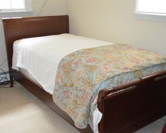 Mahogany Twin Bed and Mattress