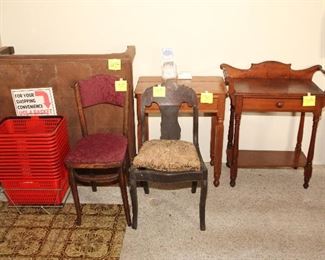 Oriental Square Coffee Table, Side Chairs, Small Table, Wash Stand