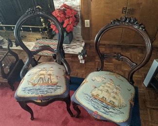 embroidered antique chairs