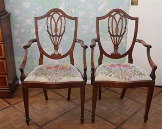 Hand embroidered arm chairs