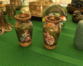 Antique hand painted porcelain miniature vases signed Gamet & more