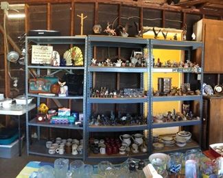 Curio cabinet treasures, figurines, and collectibles