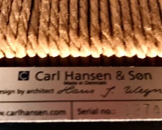 Hans Wenger 
Carl Hansen & Sons
Tag from pair Wishbone Chair