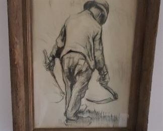 Vintage "Peasant Reaping Corn"