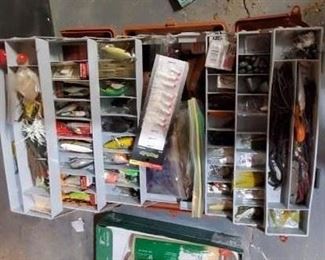 Vintage fishing poles, lures, fly fishing and tackle collection