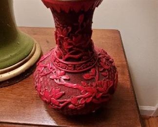 Chinese Carved Cinnabar Lacquer Vase