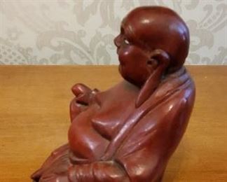 Rosewood Carved Happy Buddha