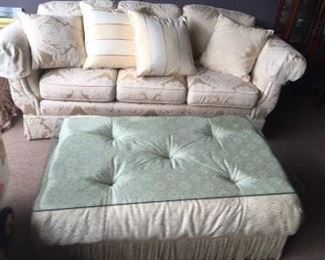 Sofa with glass table top