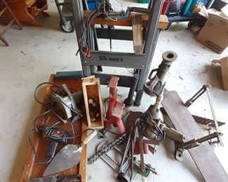 Antique Stanley Miter Saw, Western Auto Creeper, Craftsman power tools, Home Utility power drill, 2 sawhorses and more. Power tools are untested and the skill saw has a damaged cord. https://ctbids.com/#!/description/share/974346