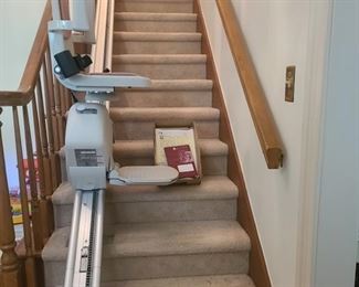 Acorn Superglide 120 chair lift. Buyer will need to disassemble the pieces to remove it from the home. The lift and chair are in good condition. System includes remote but it can also use the manual knob. Track measures 16ft 10 inches long. https://ctbids.com/#!/description/share/974466