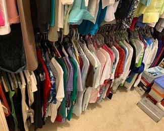 This is a collection of tops, shirts, blouses, sweater vests and more, there are brands such as Kim Rogers, Nike, Jones of New York Sizes: L, XL waist: 16-18 https://ctbids.com/#!/description/share/974408