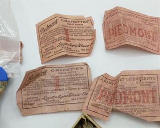 This is a gallon size ziplock of old cigarette ration coupons from 1917 that includes Piedmont brand. Most are pretty worn but there are a few good ones in there still.  https://ctbids.com/#!/description/share/981204