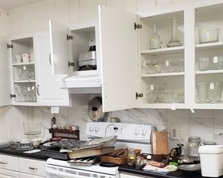 glassware, pots, pans, tupperware