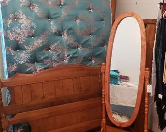 full size headboard, footboard, mattress set, standing mirror