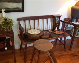 wooden bench, accessories