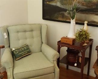 sage green club chair, Original art, accessories