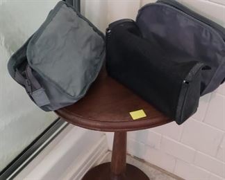 small round table, accessory bags