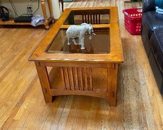 Oak mission style coffee table