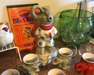 Elephants are scattered all through the home. 