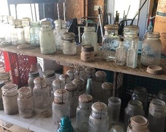 Antique mason jars. We washed them after this picture was taken. 